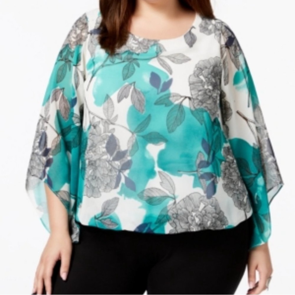 Alfani Plus Size Angel Sleeve Blouson Top
